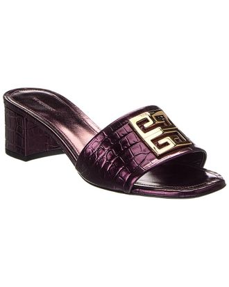 Givenchy 4G Croc-Embossed Leather Sandal