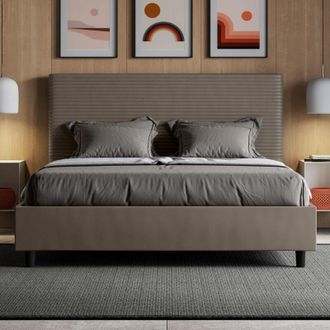 Itamoby Itamoby - Letto matrimoniale contenitore imbottito 160x200 similpelle cappuccino Focus