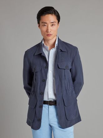 Oliver Brown Hemingway Jacket - Blue Solbiati Linen