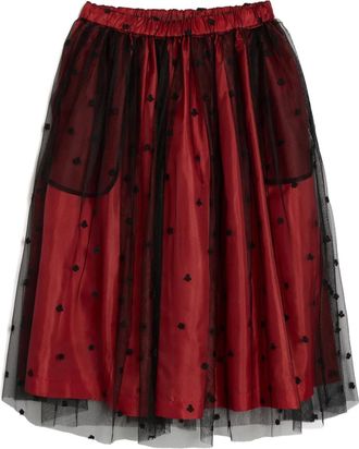 Comme Des Garçons flower-embellishment pattern skirt - Red
