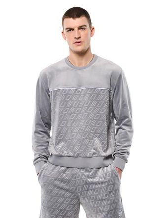 Sergio Tacchini Bandiera Debossed Velour Crewneck in Sleet at Nordstrom, Size Xxx-Large