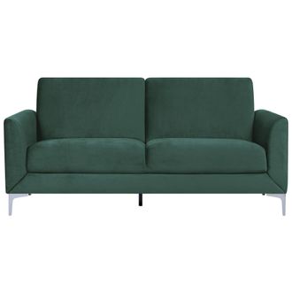 Beliani Beliani - Sof&aacute; De 3 Plazas Retro Contempor&aacute;neo Moderno Asiento De Terciopelo Verde Patas Met&aacute;licas Fenes