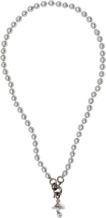 Vivienne Westwood Polished Silver-Tone Beaded Necklace with Spherical Pendant Charm