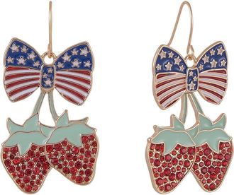 Hallmark Strawberry and American Flag Bow Earring in Red at Nordstrom