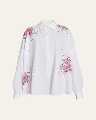 Dries Van Noten Casia Sequined Oversized Button-Down Shirt