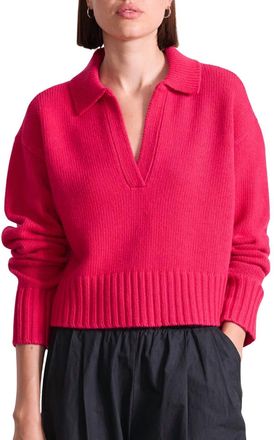 Apiece Apart Split Neck Henley Sweater In Cerise