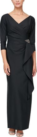 Alex Evenings Ruched Column Gown in Black at Nordstrom, Size 10