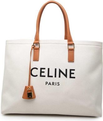 Celine Pre-owned Celine Small Canvas Logo Print Horizontal Cabas Tote Unisex 7HC4DCZB7MB90TUQ