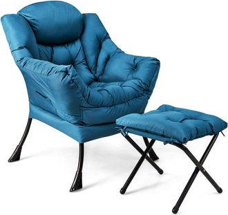 Costway Costway - Sillones Para El Sal&oacute;n Con Reposapi&eacute;s, Butaca Dormitorio Con Almohada, Reposabrazos, Bolsillo Lateral, Sill&oacute;n De Relax Sala Dormitorio Ofici