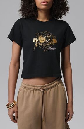 Nike Jordan Metallic Logo Graphic Shrunken Cotton T-Shirt in Black at Nordstrom, Size X-Small