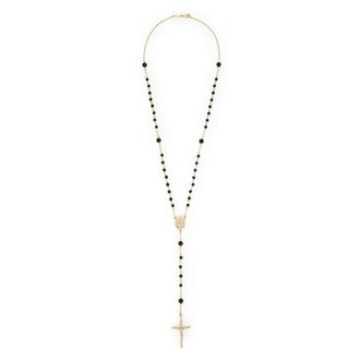Dolce & Gabbana Necklaces, male, Black, ONE SIZE, Black Bijoux Cross Pendant with Gemstones