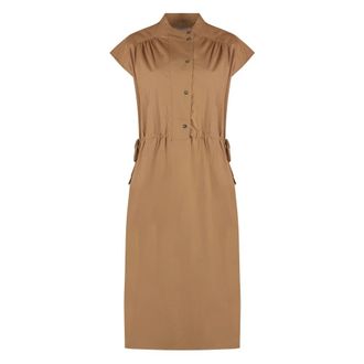 Yves Salomon Poplin Overhemdjurk met Zijsplitten - Dames - Casual kleedjes - Bruin - 2XS - Katoen - Kleedjes