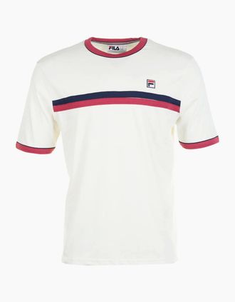 Fila Mens Fila Rosario T-Shirt Gardenia/Garnet/Fila Navy - Size: 40