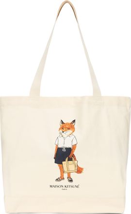 Maison Kitsun&eacute; Mens Canvas Tote Bag Sand Cotton