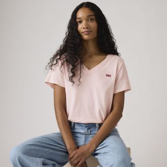 Levi's Favorite Cotton V Neck Tee - Womens - 2XS - Pink / Crystal Pink