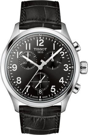 Tissot Chrono L Croc-Embossed Leather Strap Watch, 42mm in Black at Nordstrom