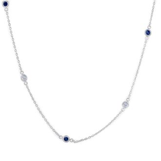 Pompeii3 1/2 Ct tw Genuine Blue Sapphire & Diamond By The Inch 18 Necklace