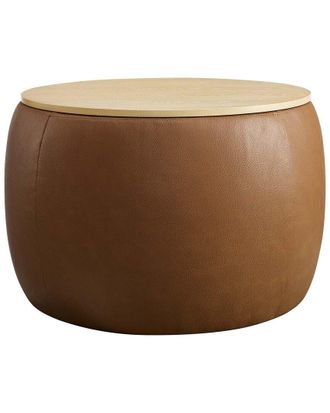 ModWay Perla Round Vegan Leather Storage Ottoman