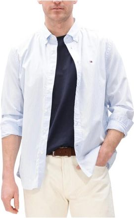 Tommy Hilfiger Overhemden, Heren, Blauw, S, Katoen, Core Hairline Poplin RF Shirt