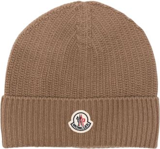 Moncler Tricot Wol Blend Muts - Heren - Hoeden - Bruin - ONE Size - Wol - Accessoires