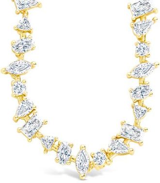 Sterling Forever Ellery Cubic Zirconia Tennis Necklace in Gold at Nordstrom