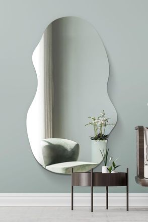MirrorOutlet The Lacuna - Frameless Pond Wall Mirror 63 X 28 (160CM X 70CM) in Silver | Size: 1 Pack