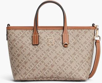 Tommy Hilfiger Womens Allover Monogram Mini Tote Bag - Neutral Mix
