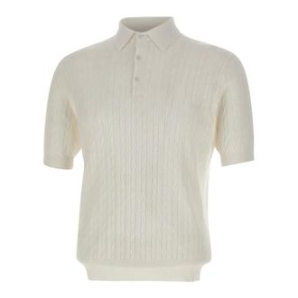 KANGRA Round-neck Knitwear, male, White, Size: 2XL Cable Knit Polo