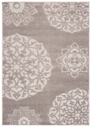 Tapiso Alfombra interior exterior 3d beige gris oscuro flores 120x170cm