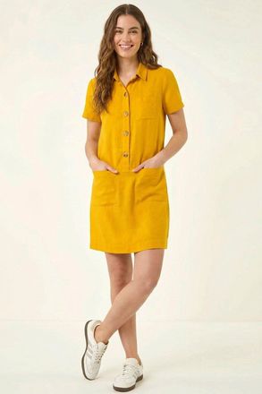 Roman Buttoned Mini Shirt Dress