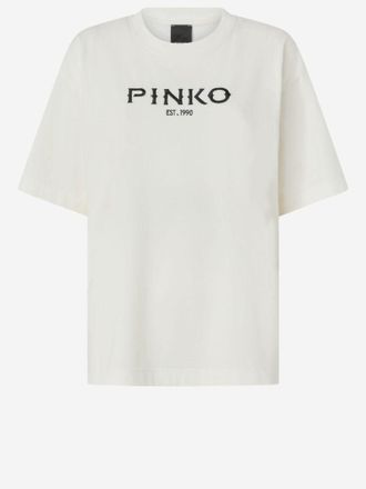 Pinko Pinko Baumwoll-T-Shirt mit Logo-Print