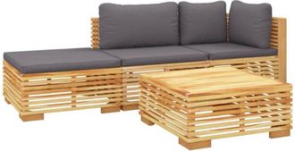 vidaXL Juego Muebles De Jard&iacute;n 4 Piezas Y Cojines Madera Maciza Teca Vidaxl