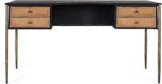 Giner&Colomer Escritorio de madera de mango negro con cajones de rejilla