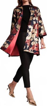 Frances Valentine Cornelia Swing Coat In Floating Floral Jacquard