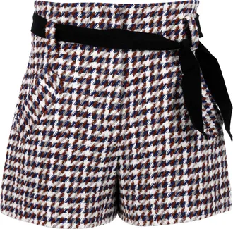 Maje shorts met hoge taille en riem in veelkleurig katoen