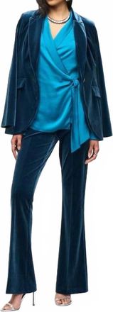 Joseph Ribkoff Velvet Flared Pull On Trouser In Turquoise