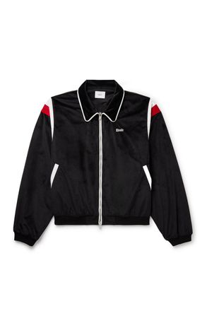 Rhude Mancino Logo-Embroidered Striped Velour Track Jacket