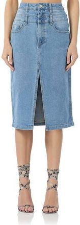 AFRM Maison Double Waist Denim Skirt in South Pacific Wash at Nordstrom Rack, Size 24