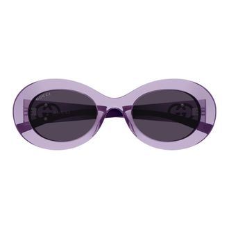 Gucci Oval frame sunglasses - female - Gucci - Sunglasses - Purple - 51 MM - Accessories