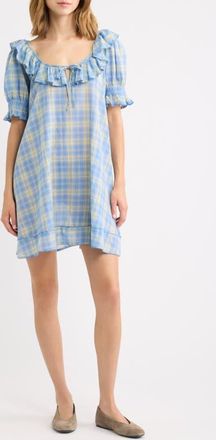 Damson Madder Harlow Organic Cotton Minidress in Blue at Nordstrom, Size 12