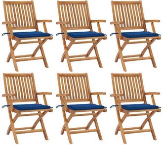 vidaXL Vidaxl - Sillas De Jard&iacute;n Plegables 6 Uds Madera Maciza Teca Con Cojines