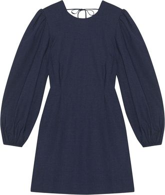 Ganni long-sleeved open-back minidress - women - Other fibres - 34 - Blue