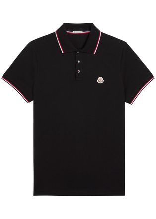 Moncler Logo-appliqu&eacute;d Piqu&eacute; Cotton Polo Shirt - Black - Xxl