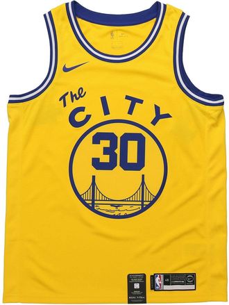 Nike NBA Golden State Warriors Nike Hardwood Classics Curry Swingman Home Jersey Yellow BQ8109-729