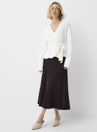 Contemporaine Womens Wide ribbing flared midi skirt