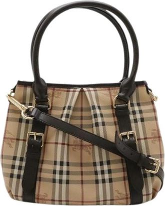 Burberry Pre-owned Nova Check 2Way Tote Bag PVC Leather - Dames - Vintage Handtas - Beige - ONE Size - Leer - Vintage