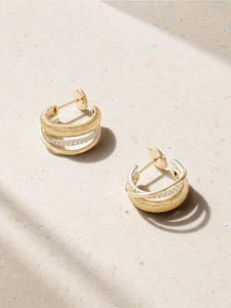 Yvonne Léon Orecchini A Cerchio In Oro Bianco E Giallo 9 Carati Con Diamanti