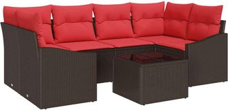 vidaXL Juego De Sof&aacute; 7 Uds. 3-n&uacute;mero De Plazas Marr&oacute;n Y Rojo Vidaxl