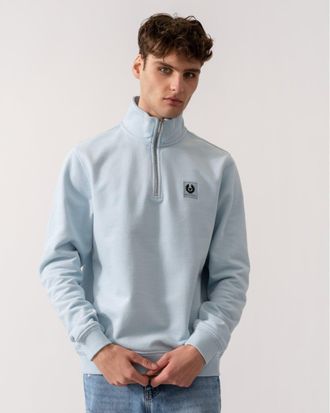 Belstaff Mens Quarter Zip Sweatshirt - Sky Blue Cotton - Size X-Large