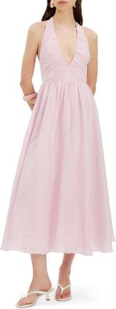 Bardot Dorota Halter Fit & Flare Midi Dress in Bliss Pink at Nordstrom, Size 4
